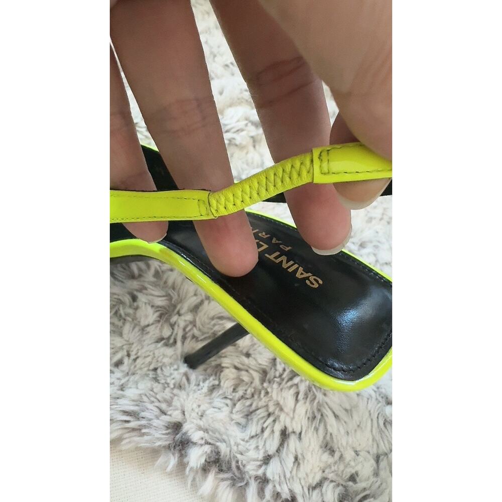 Saint Laurent Paloma Slingback Pumps Neon Yellow Patent Leather EU39 NIB - Picture 9 of 12